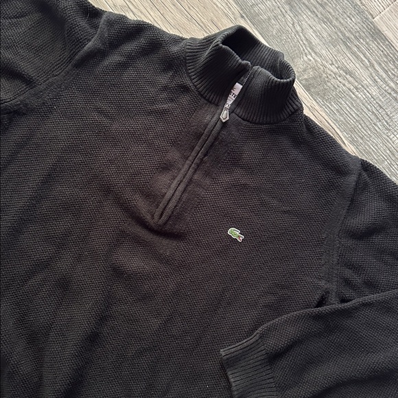 Lacoste Men's 1/4 Zip-Up high neck Black Sweater size 6 - Picture 1 of 12